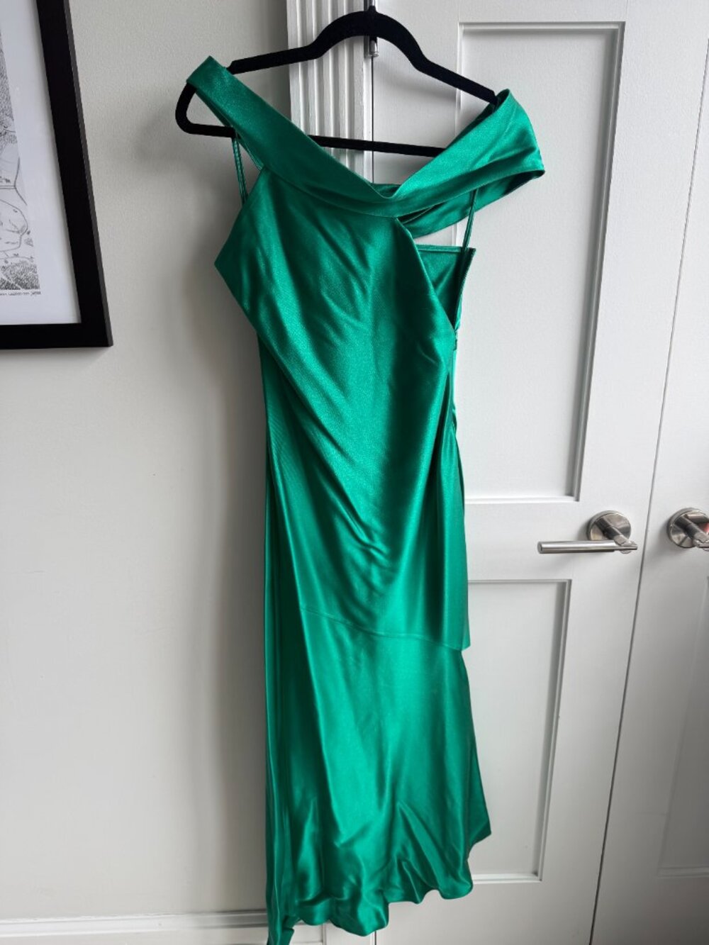 Cushnie Emerald Silk Asymmetrical Midi Dress - Picture 5 of 5